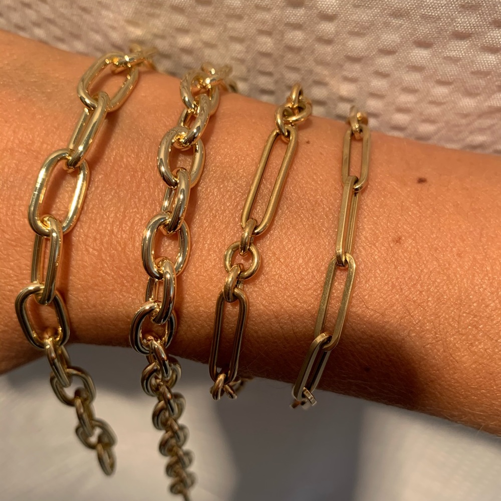 Brass and 14k link bracelet - Picture 2 of 3